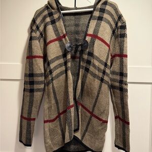 Plaid Hooded Women's cardigan
